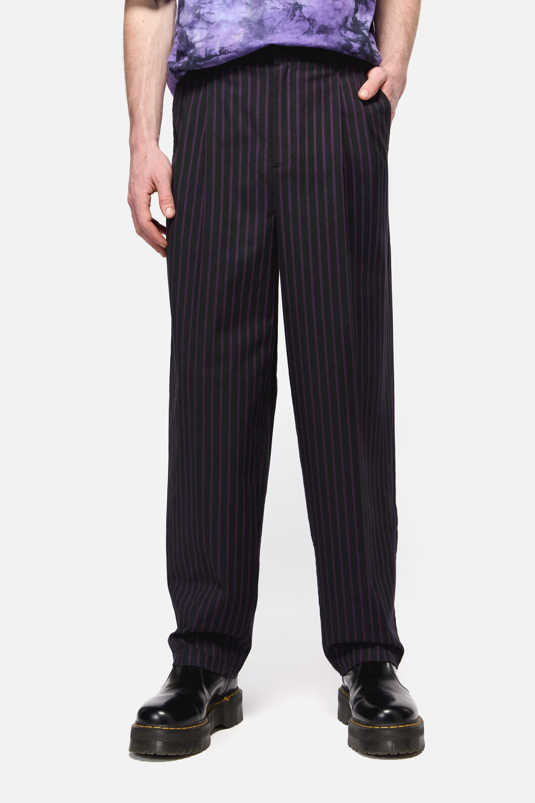 Black Friday - Sabrina Pin StripeSlimFitPants - purple-black