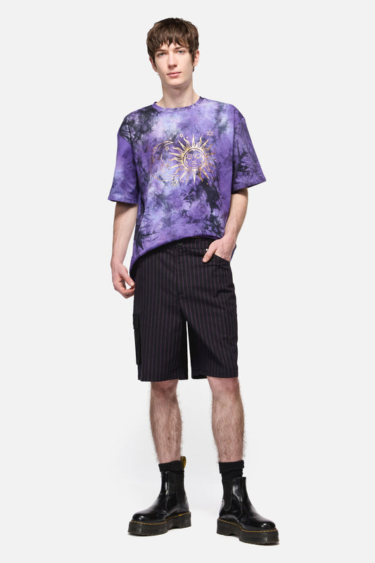 Black Friday - Sabrina Pinstripe Cargo Short - black-purple