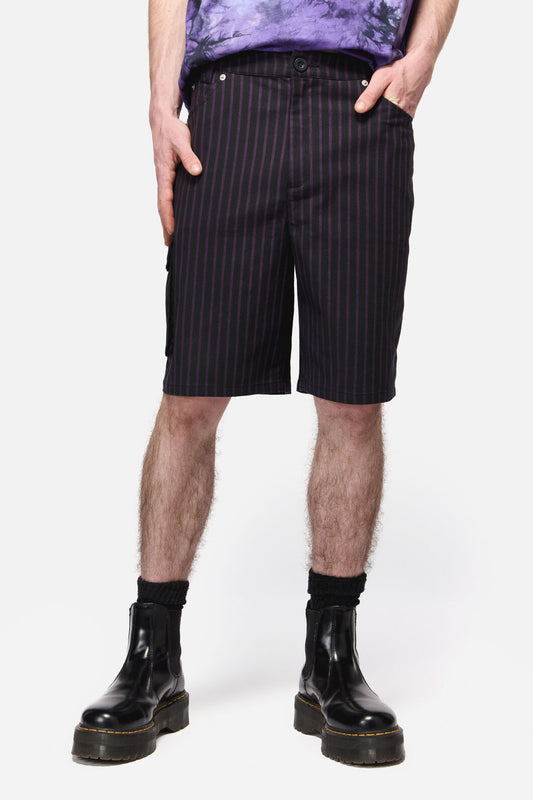 Black Friday - Sabrina Pinstripe Cargo Short - black-purple