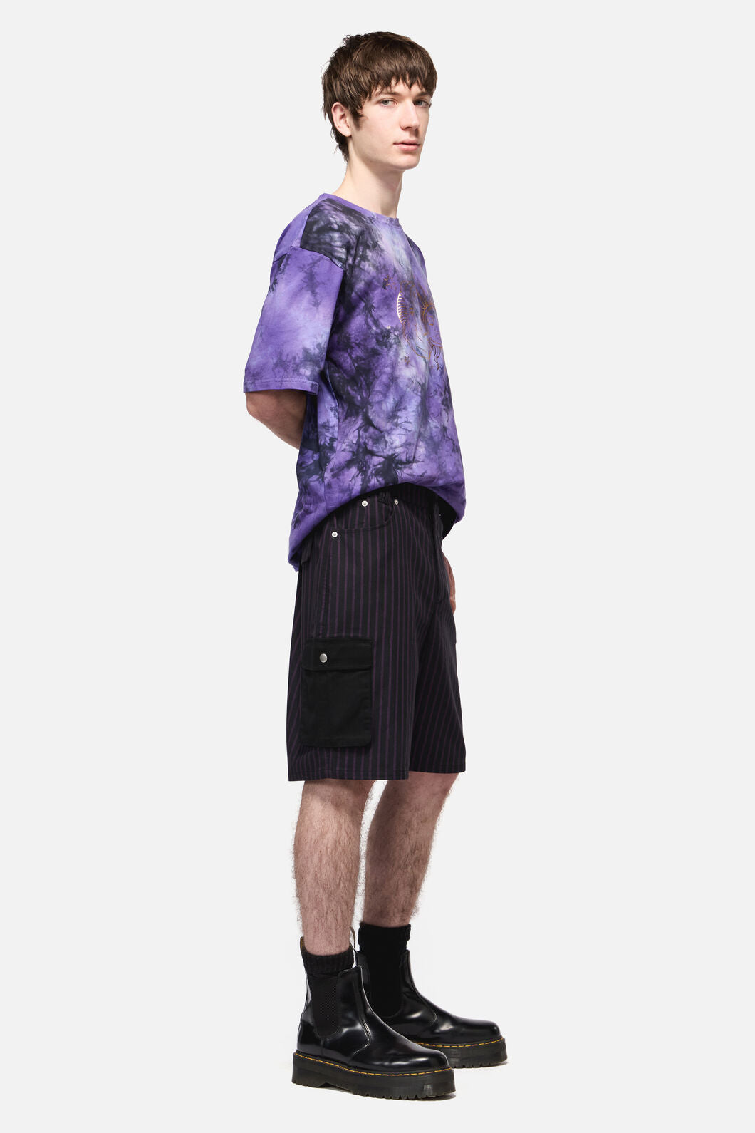 Black Friday - Sabrina Pinstripe Cargo Short - black-purple