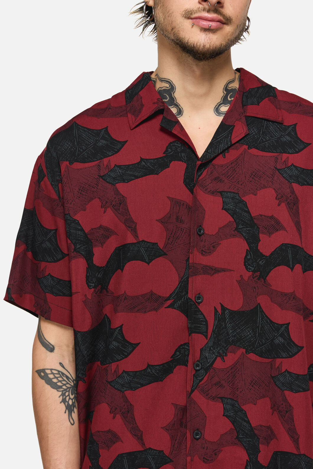 Black Friday - Batz Goth Short Sleeve Shirt - red