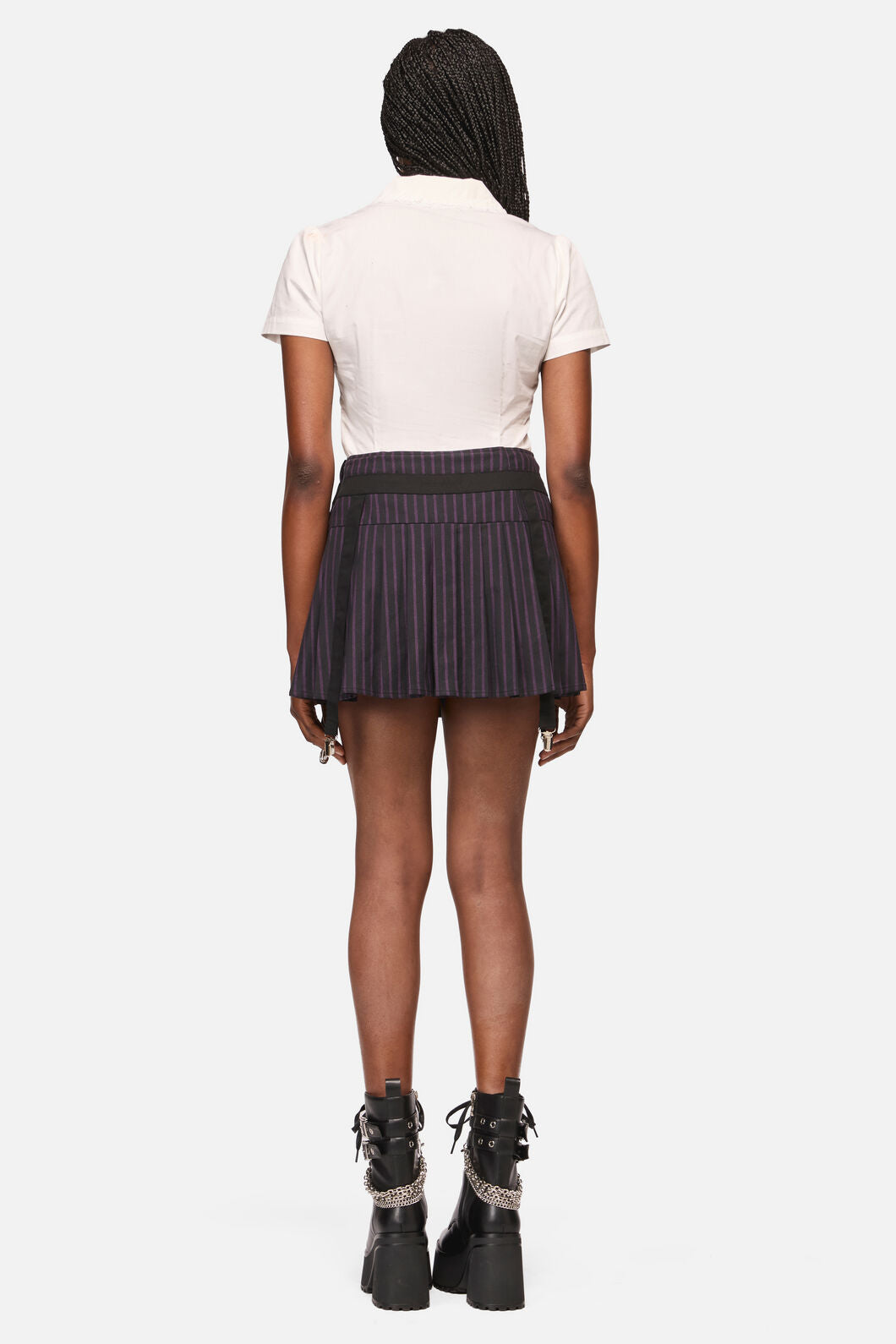 Black Friday - Sabrina Pinstripe Goth Skort - black-purple