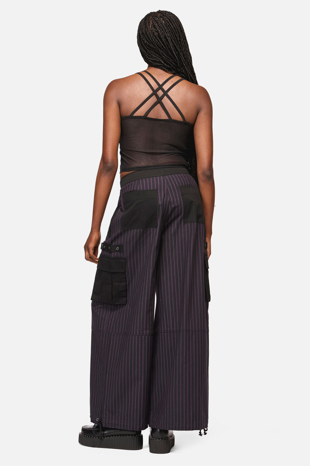 Black Friday - Sabrina Pinastripe Goth Pant - black-purple