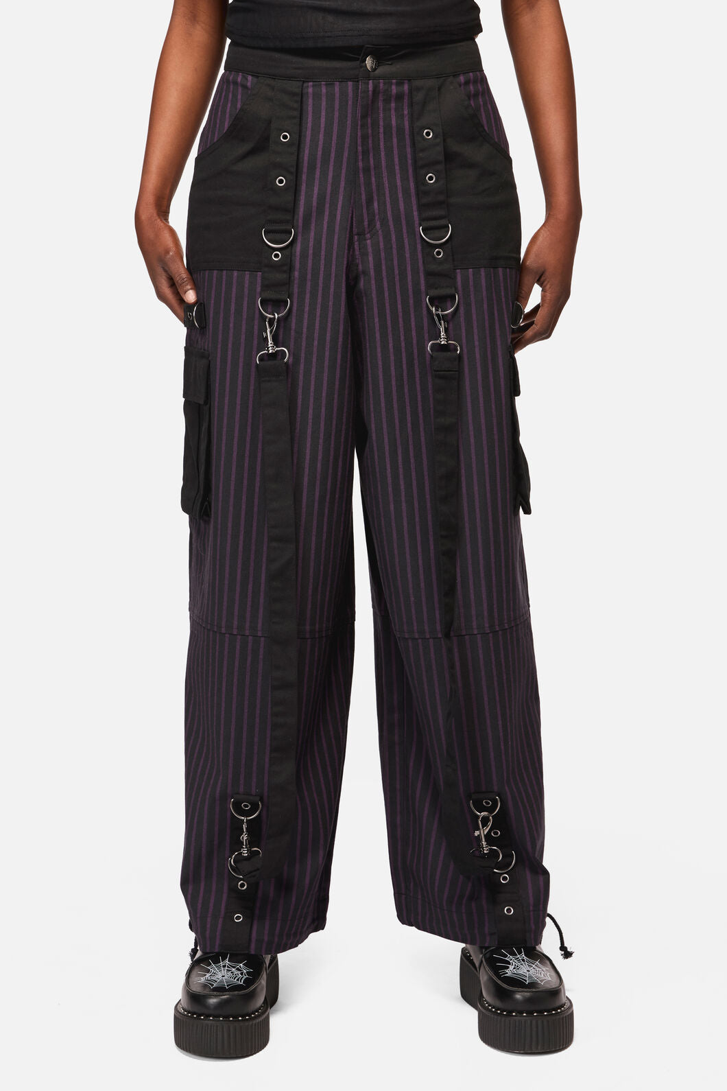 Black Friday - Sabrina Pinastripe Goth Pant - black-purple
