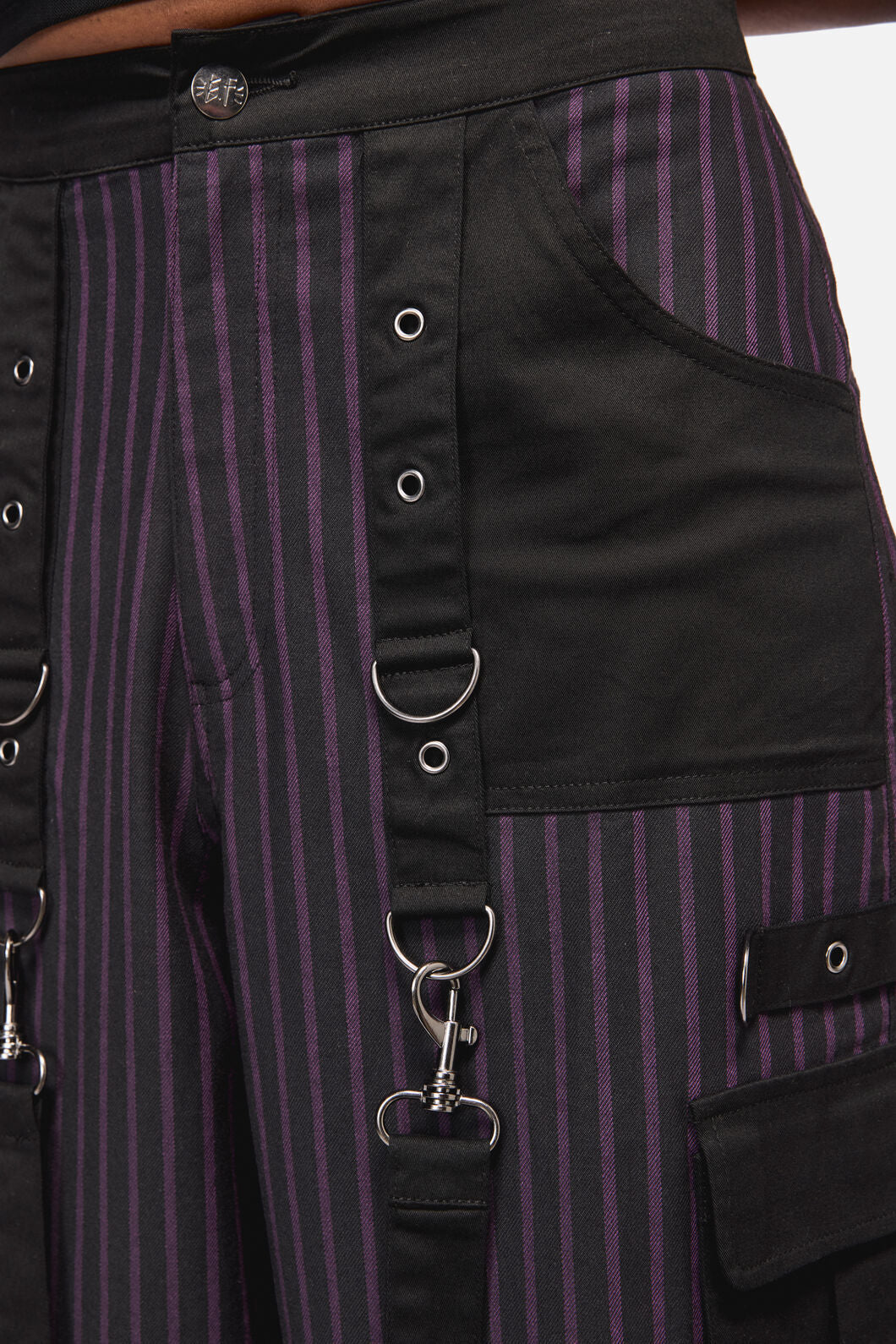 Black Friday - Sabrina Pinastripe Goth Pant - black-purple