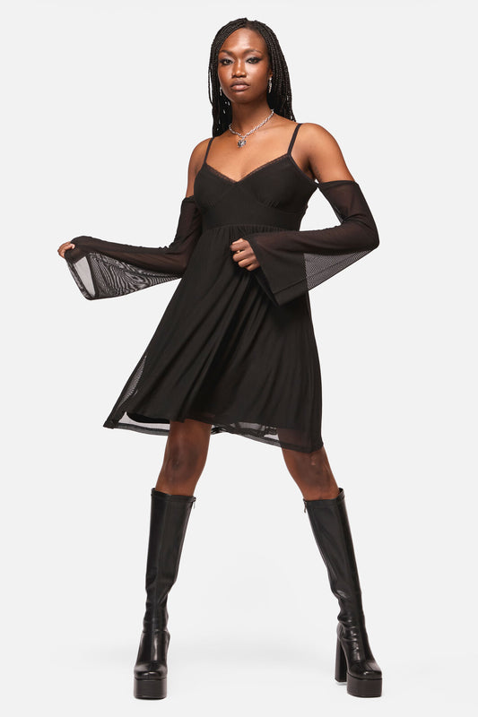 Black Friday - Cross Wise Mesh Dress - black