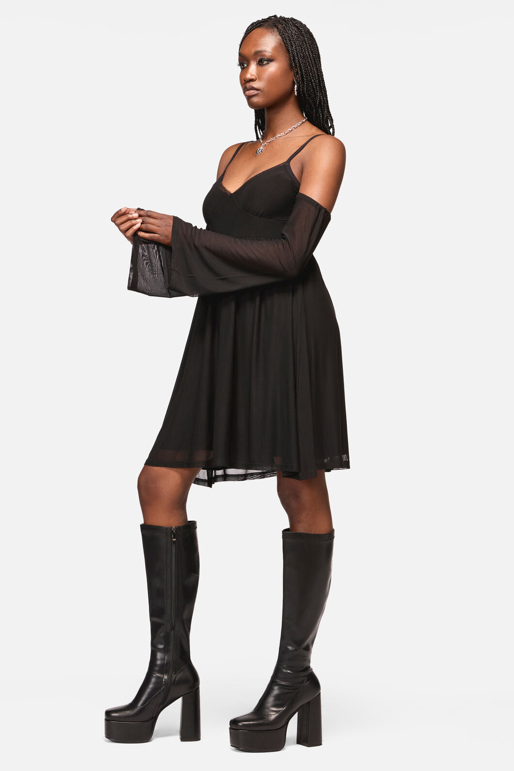 Black Friday - Cross Wise Mesh Dress - black