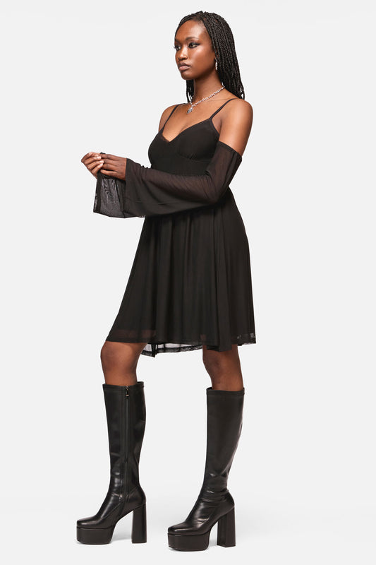 Black Friday - Cross Wise Mesh Dress - black