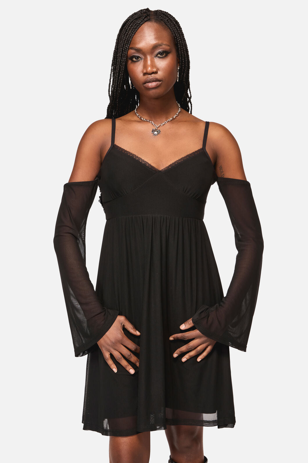 Black Friday - Cross Wise Mesh Dress - black