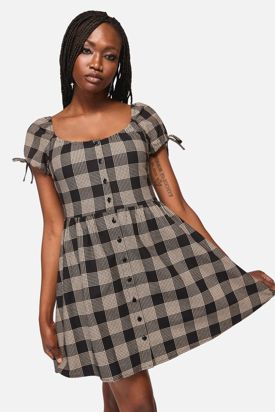 Crypt Check Babydoll Dress – Dangerfield NZ