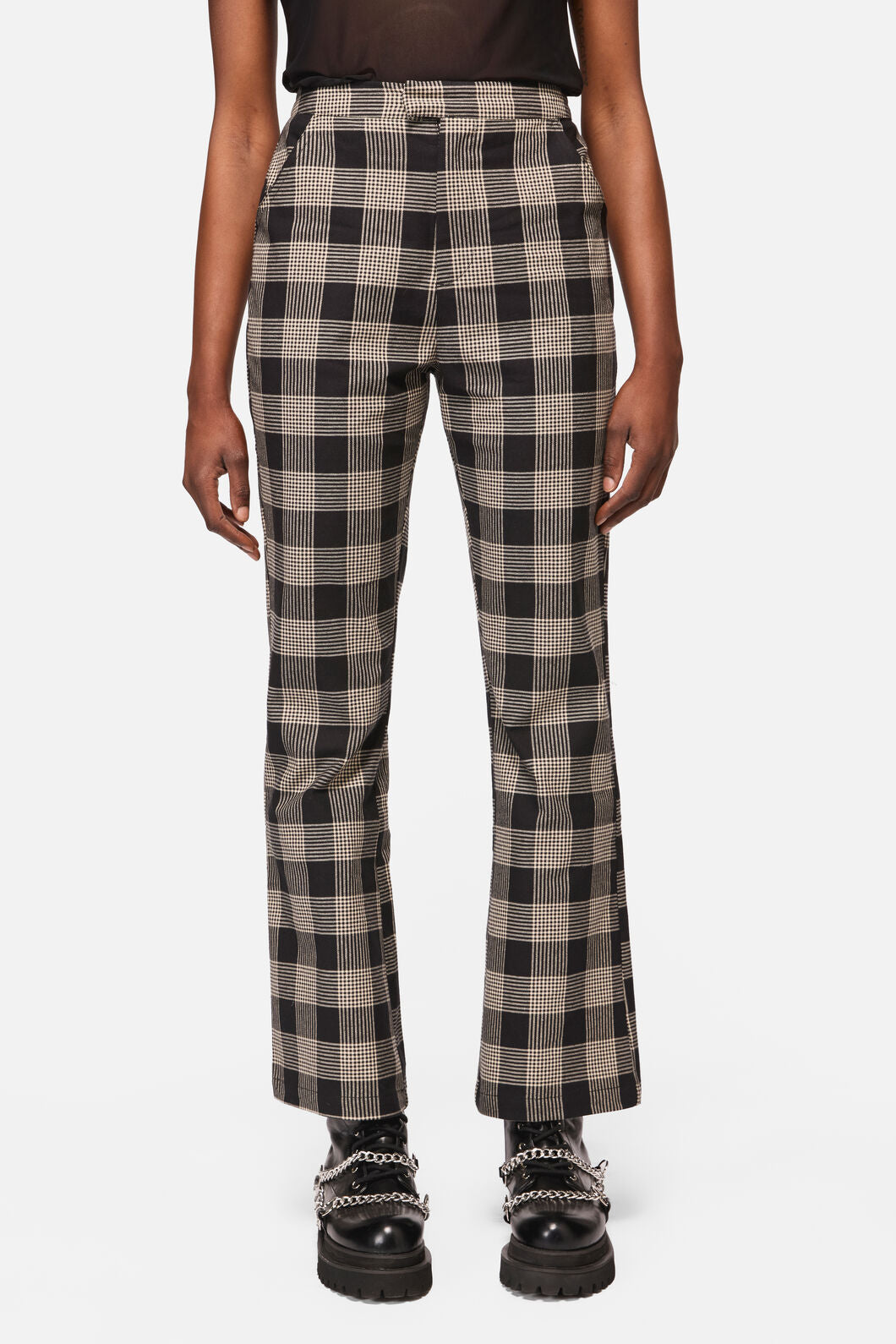 Black Friday - CryptCheckStraightFlareFitPant - black-beige