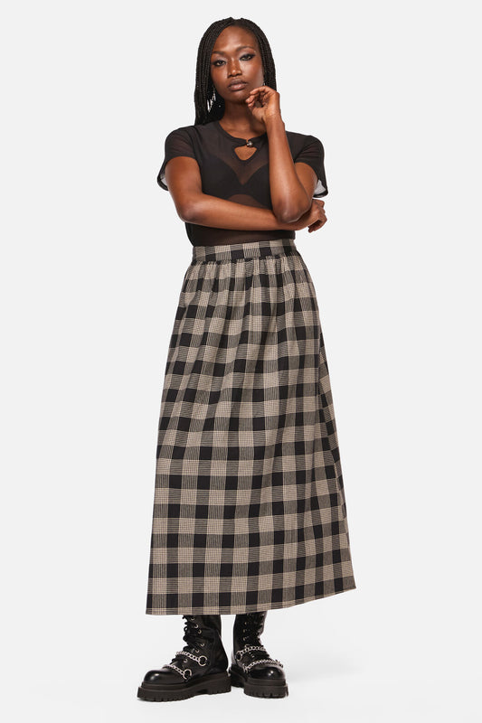 Black Friday - Crypt Check Maxi Skirt - black-beige