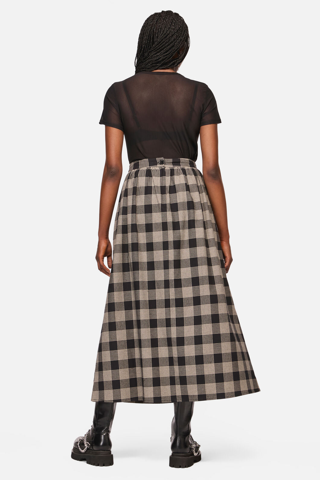 Black Friday - Crypt Check Maxi Skirt - black-beige