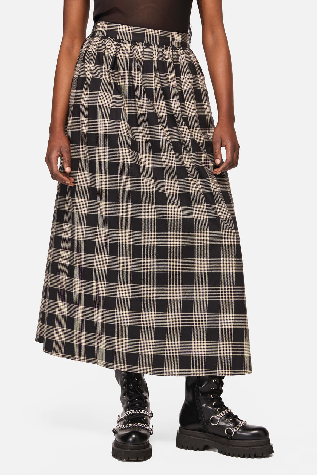 Black Friday - Crypt Check Maxi Skirt - black-beige