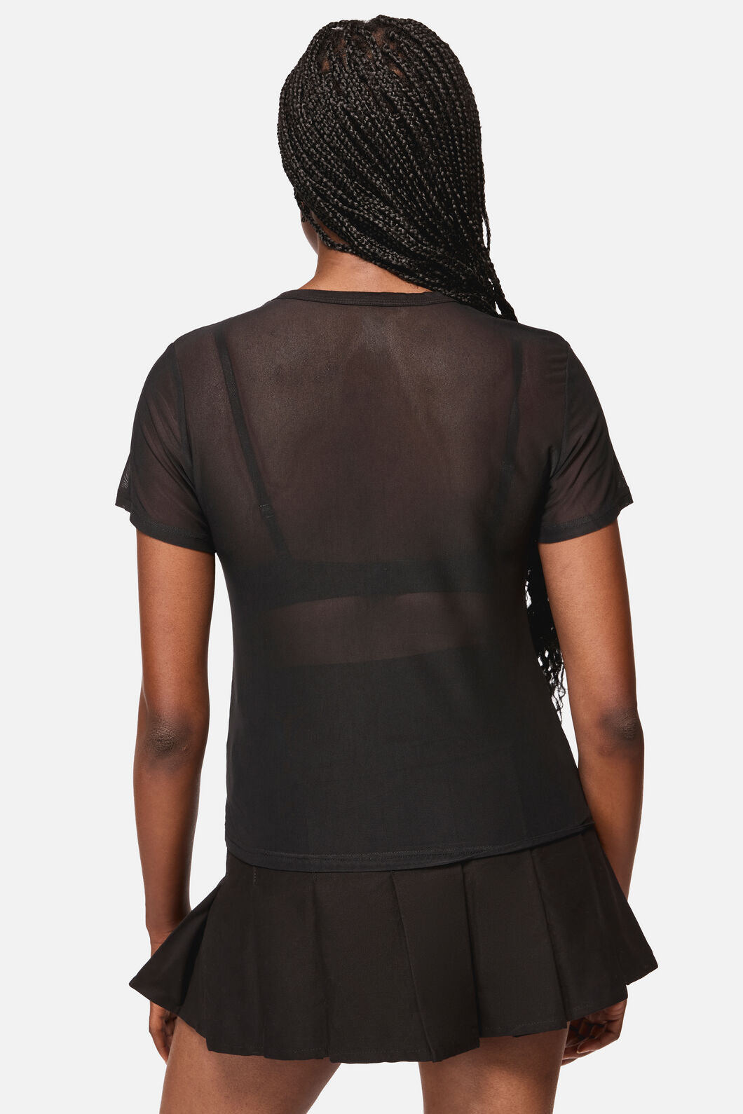 Black Friday - Crosswise Mesh SS Top - black