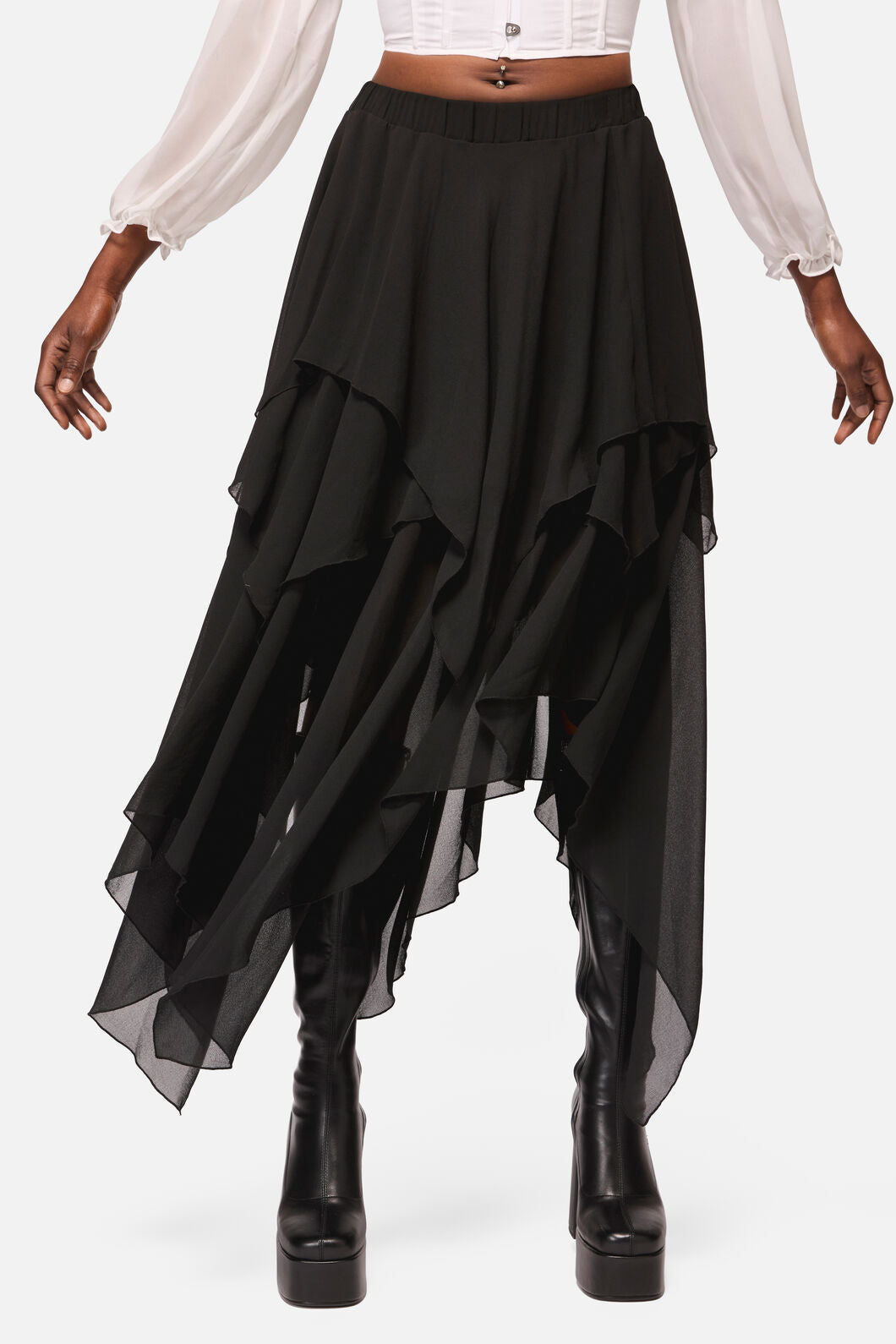 Black Friday - Crypt Layered Hanky Mesh Skirt - black