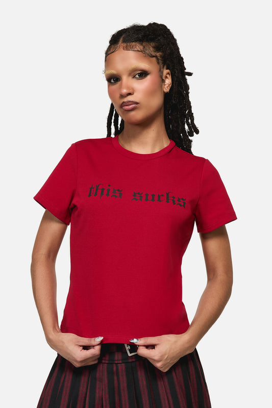Black Friday - This Sucks Goth Print Tee - red