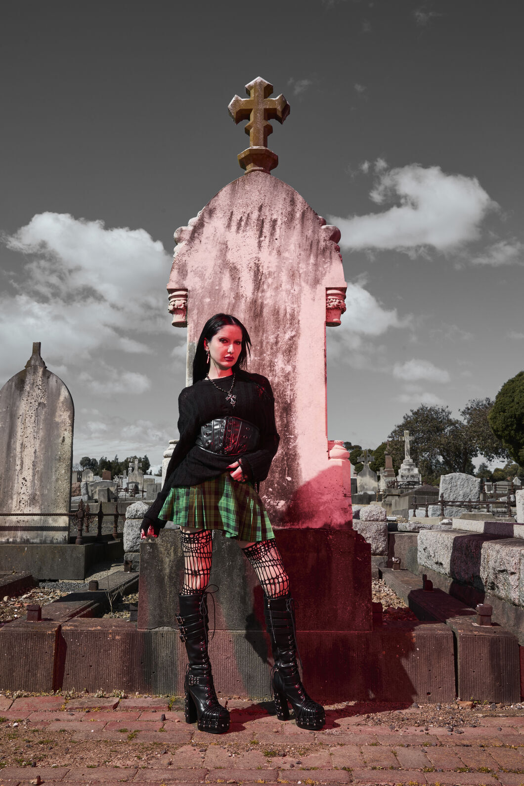 Black Friday - Netted Suspender Tights - black