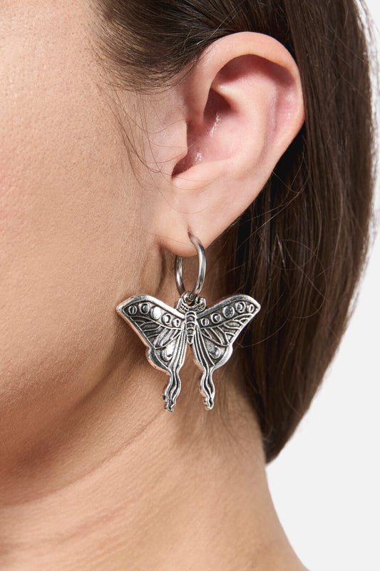 Black Friday - Moth Sleeper Earrings - silver