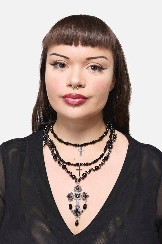 Black Friday - Oversized Layered Goth Necklac - black