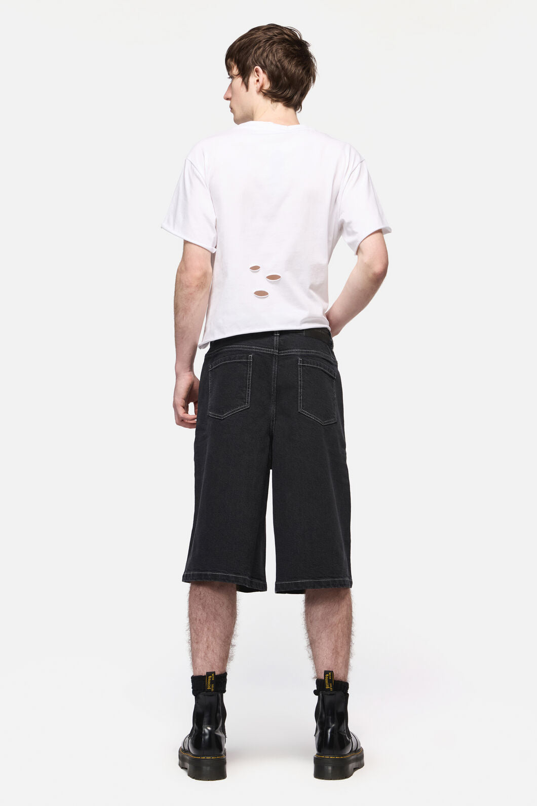 Dangerfield NZ - DenimDistressedUniWideLegJorts - black