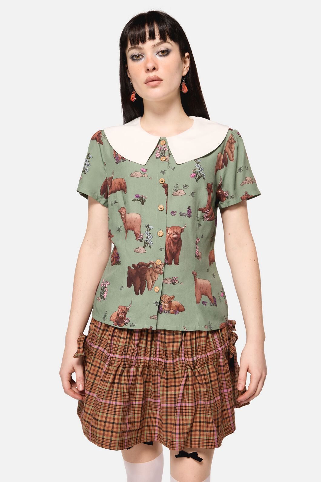 Dangerfield NZ - Highland Fling Blouse - green