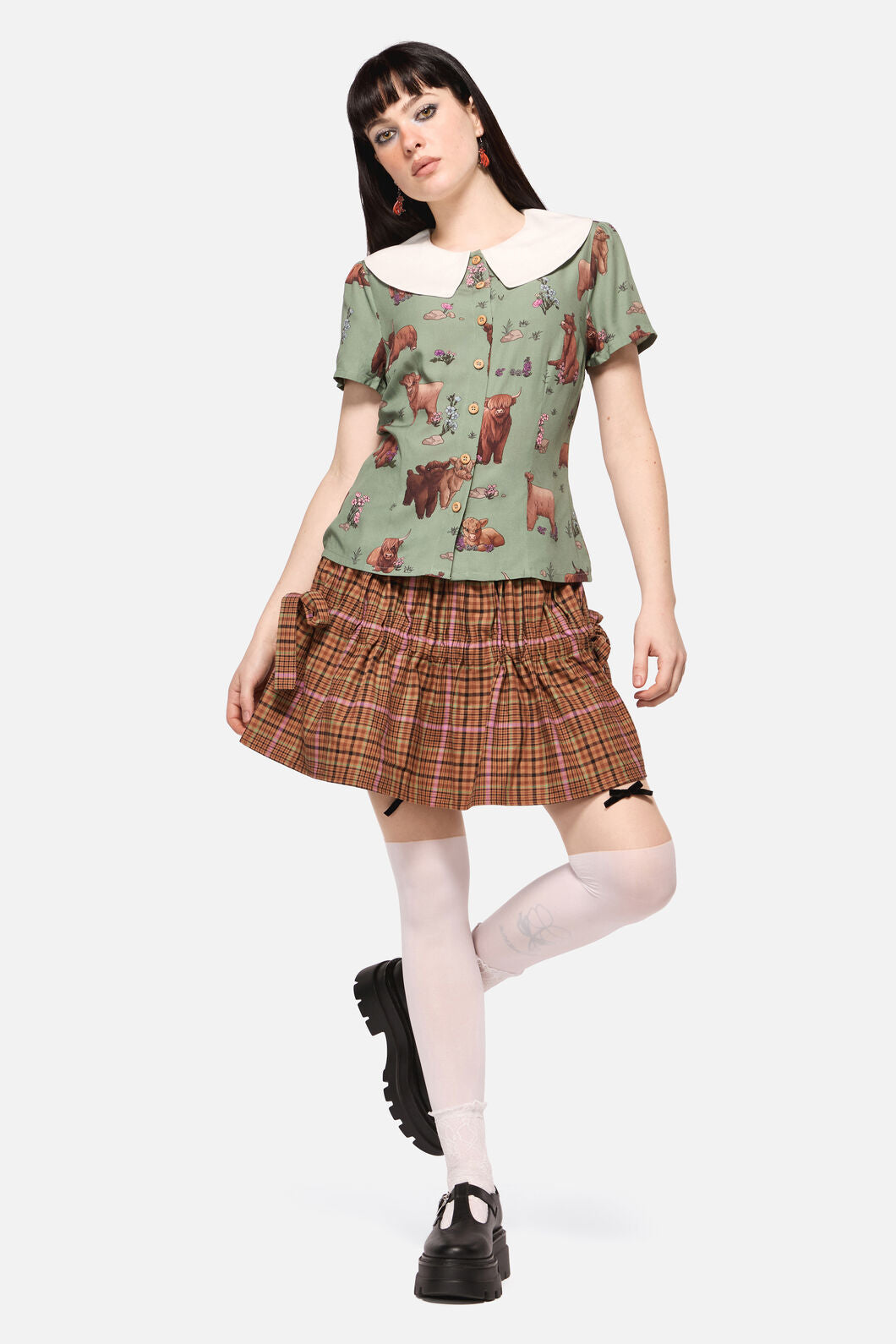 Dangerfield NZ - Highland Fling Blouse - green