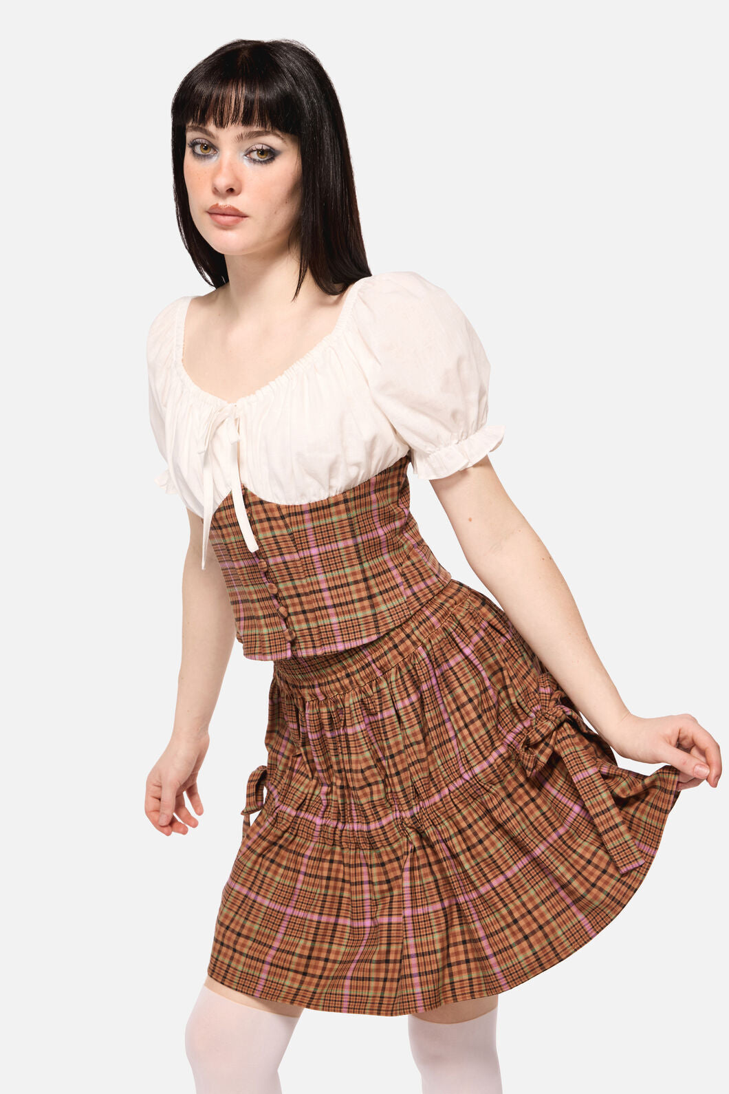 Dangerfield NZ - Rustic Check Corset Top - brown