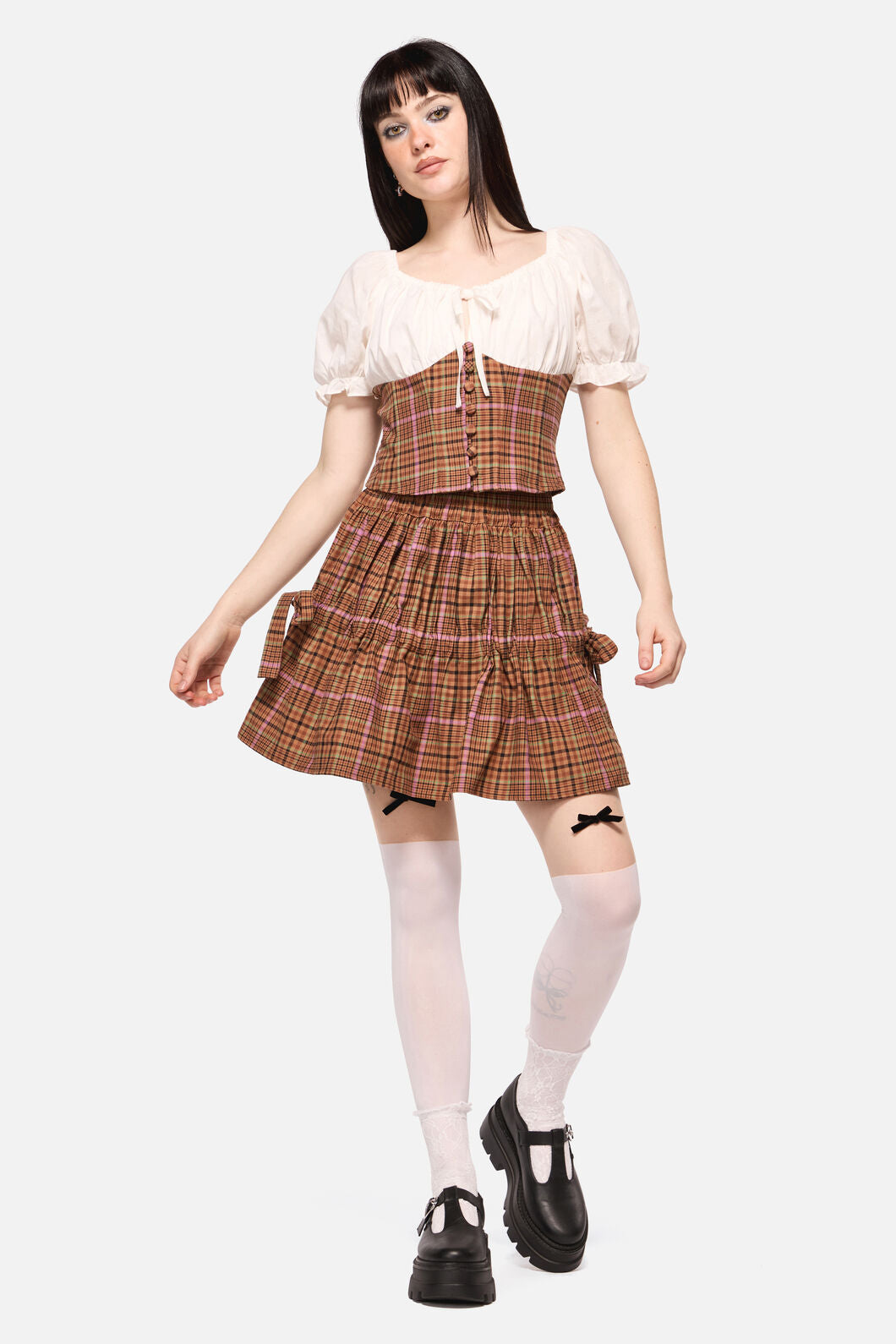 Dangerfield NZ - Rustic Check Corset Top - brown
