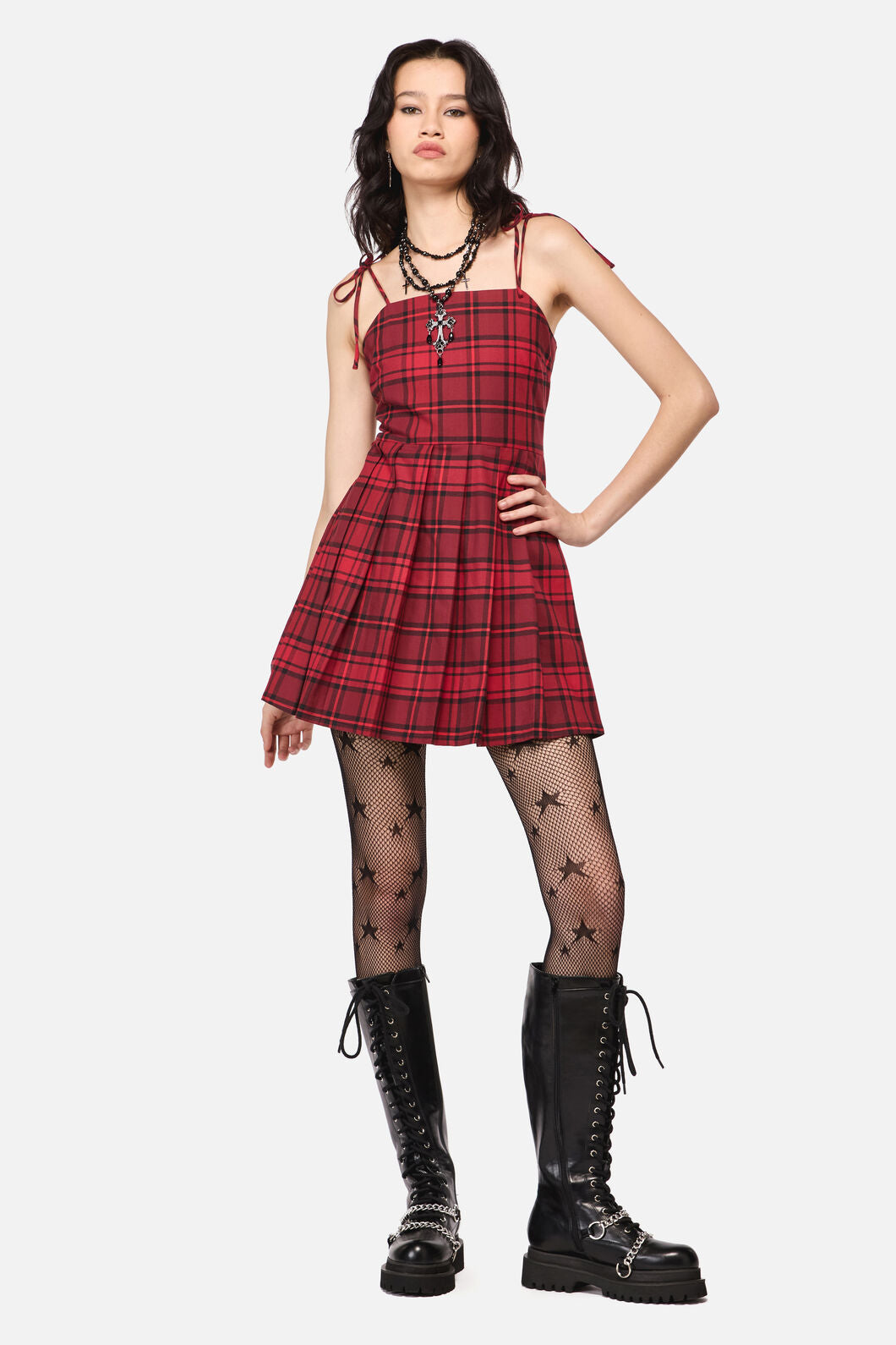 Dangerfield NZ - Over It Tartan Dress - red