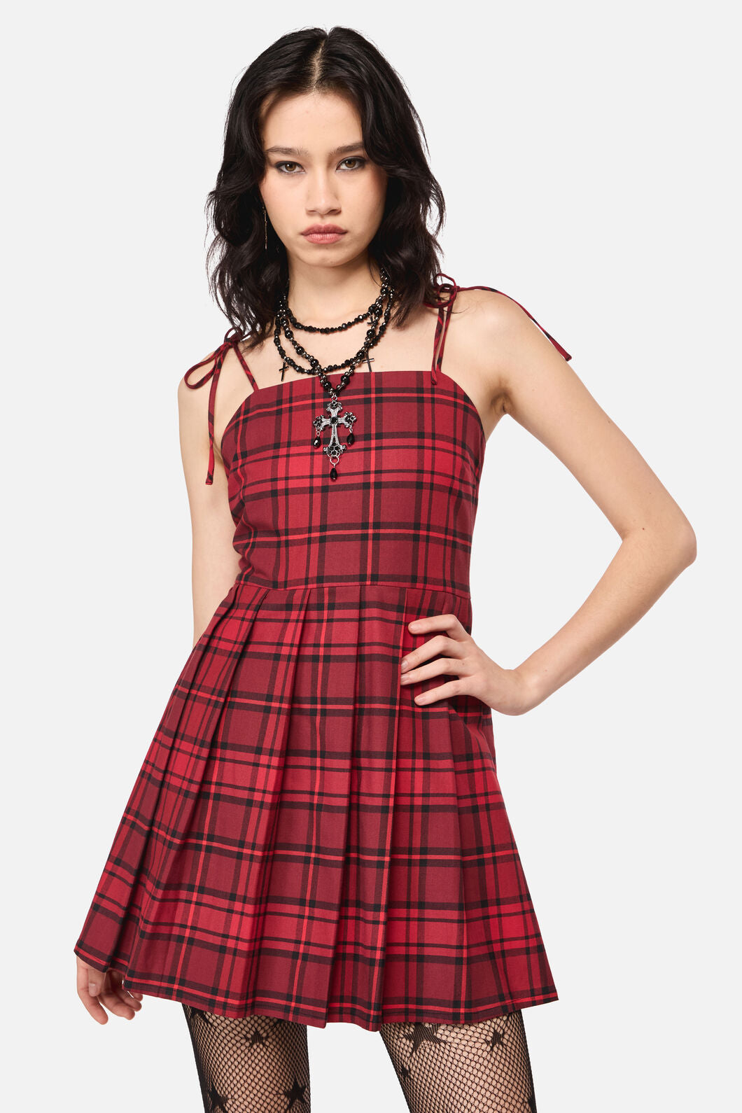 Dangerfield NZ - Over It Tartan Dress - red