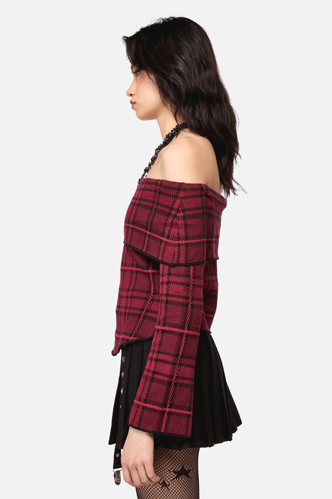 Dangerfield NZ - Over It Tartan Knit Top - red