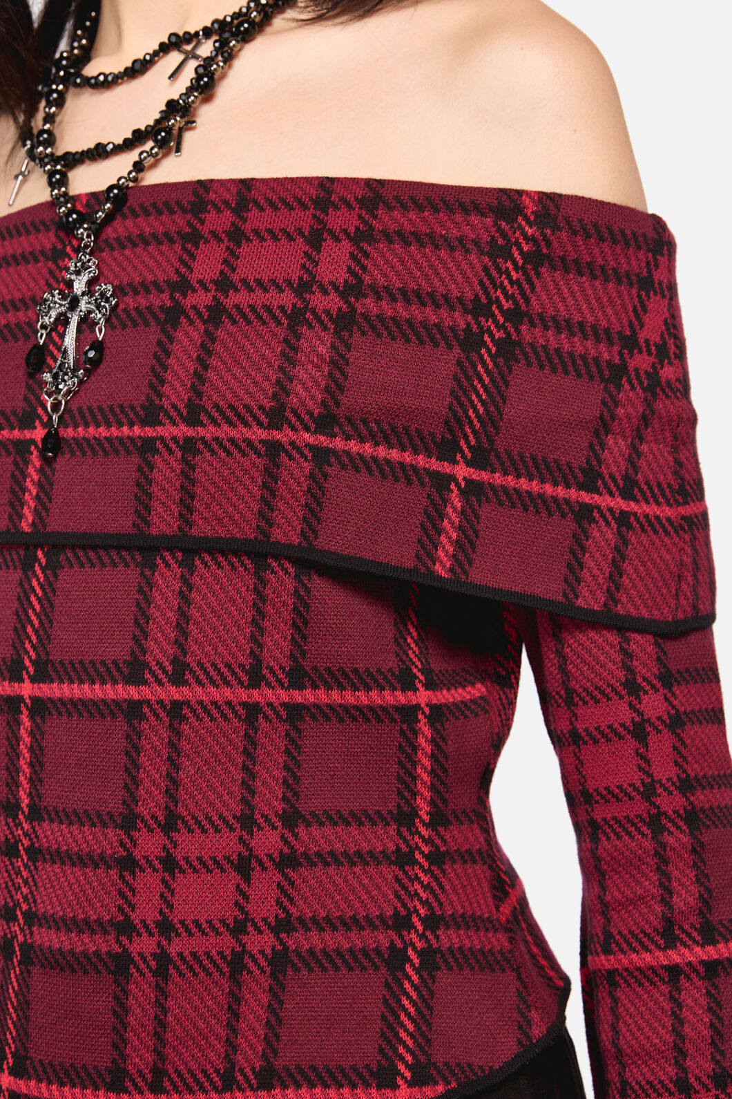 Dangerfield NZ - Over It Tartan Knit Top - red