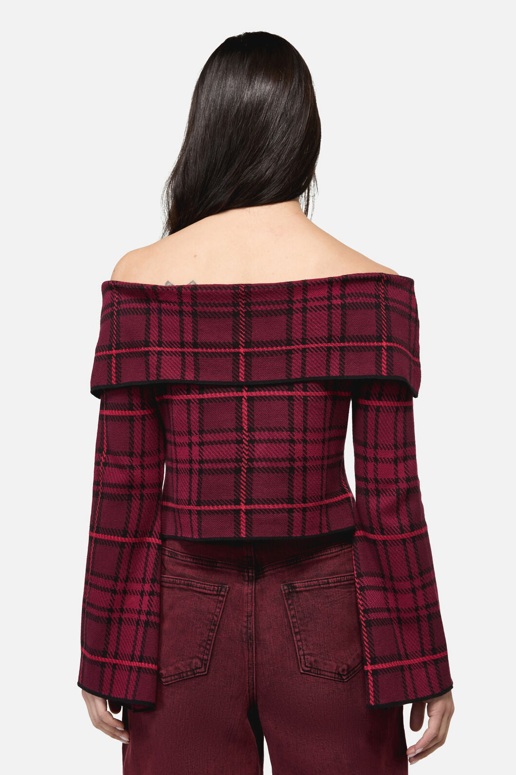 Dangerfield NZ - Over It Tartan Knit Top - red