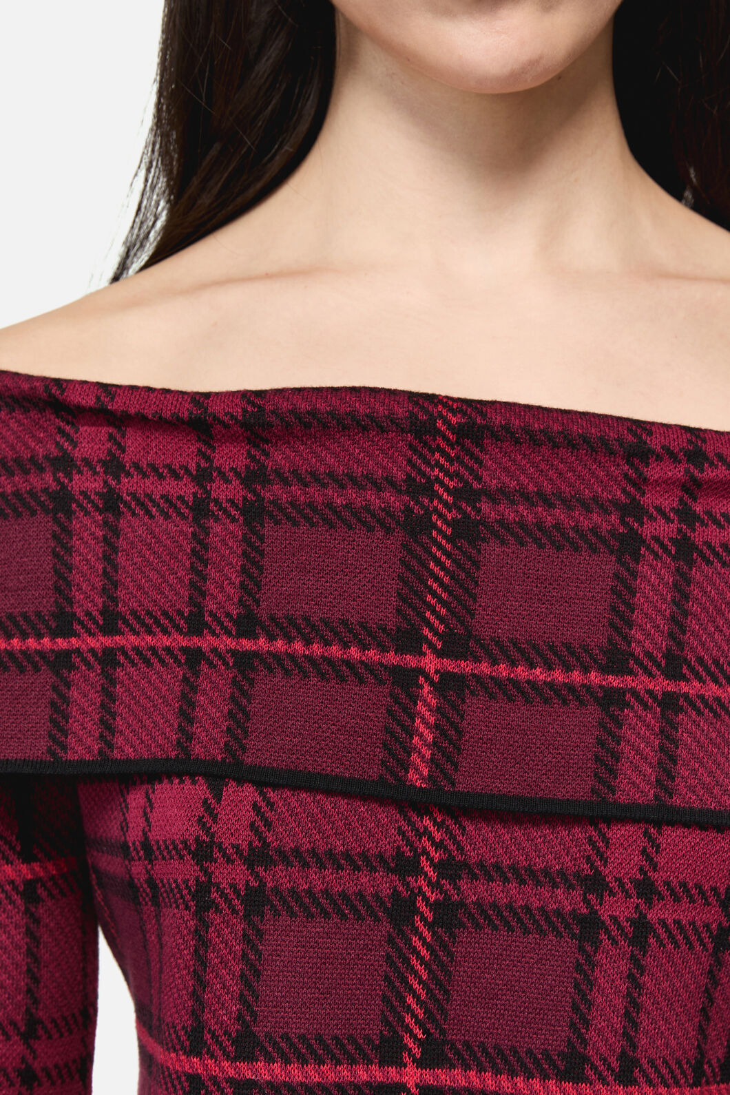 Dangerfield NZ - Over It Tartan Knit Top - red