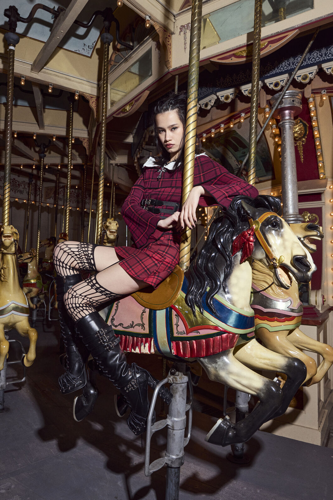 Dangerfield NZ - Over It Tartan Knit Top - red