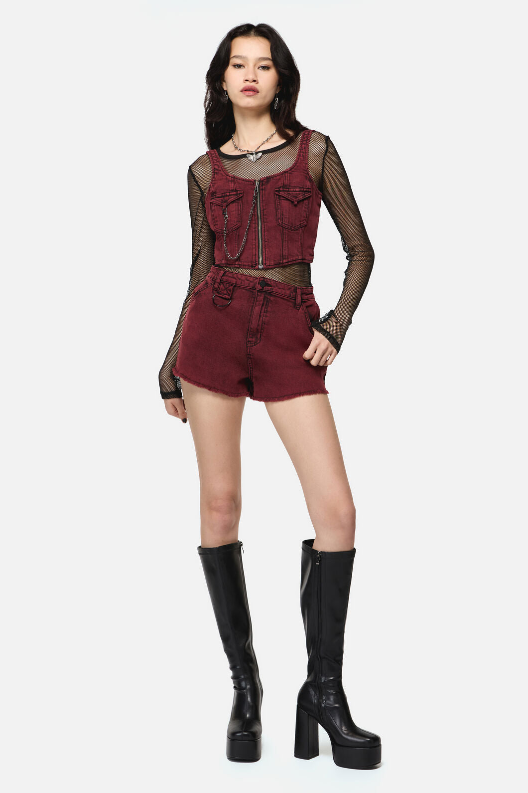 Dangerfield NZ - Barb Denim Mini Short - red