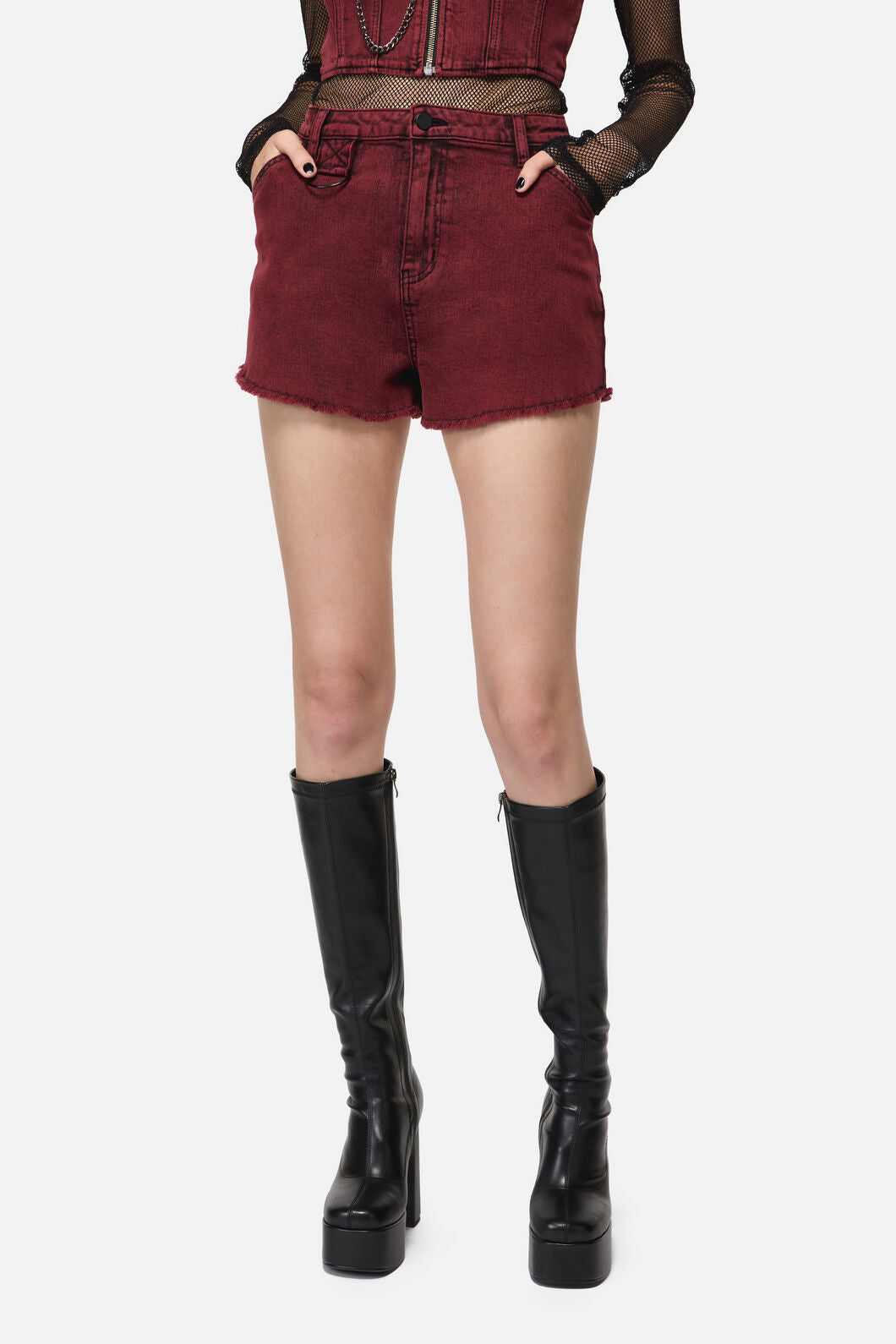 Dangerfield NZ - Barb Denim Mini Short - red