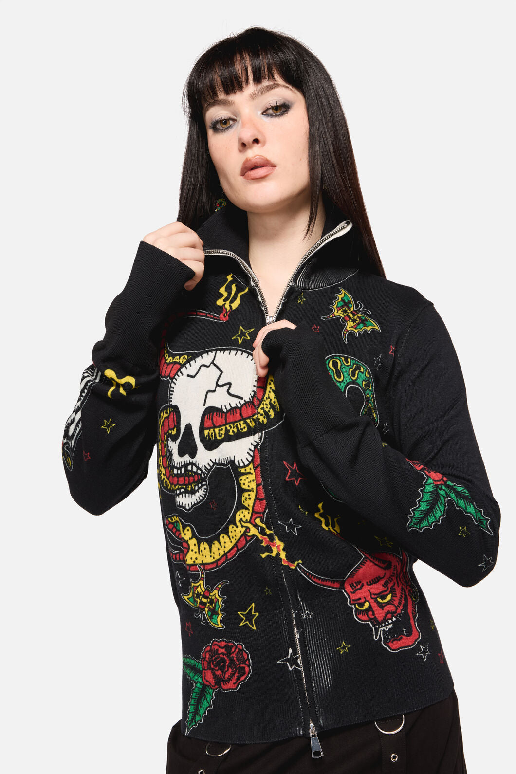Dangerfield NZ - Lawless Grunge Zip Cardigan - black
