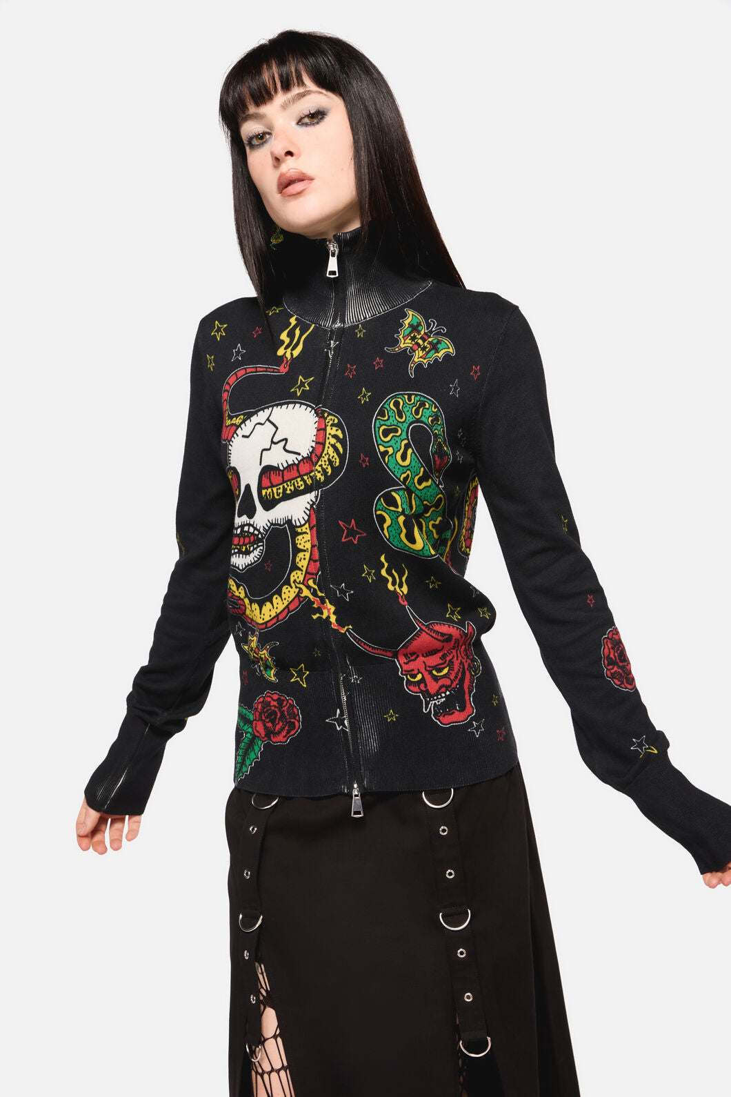 Dangerfield NZ - Lawless Grunge Zip Cardigan - black