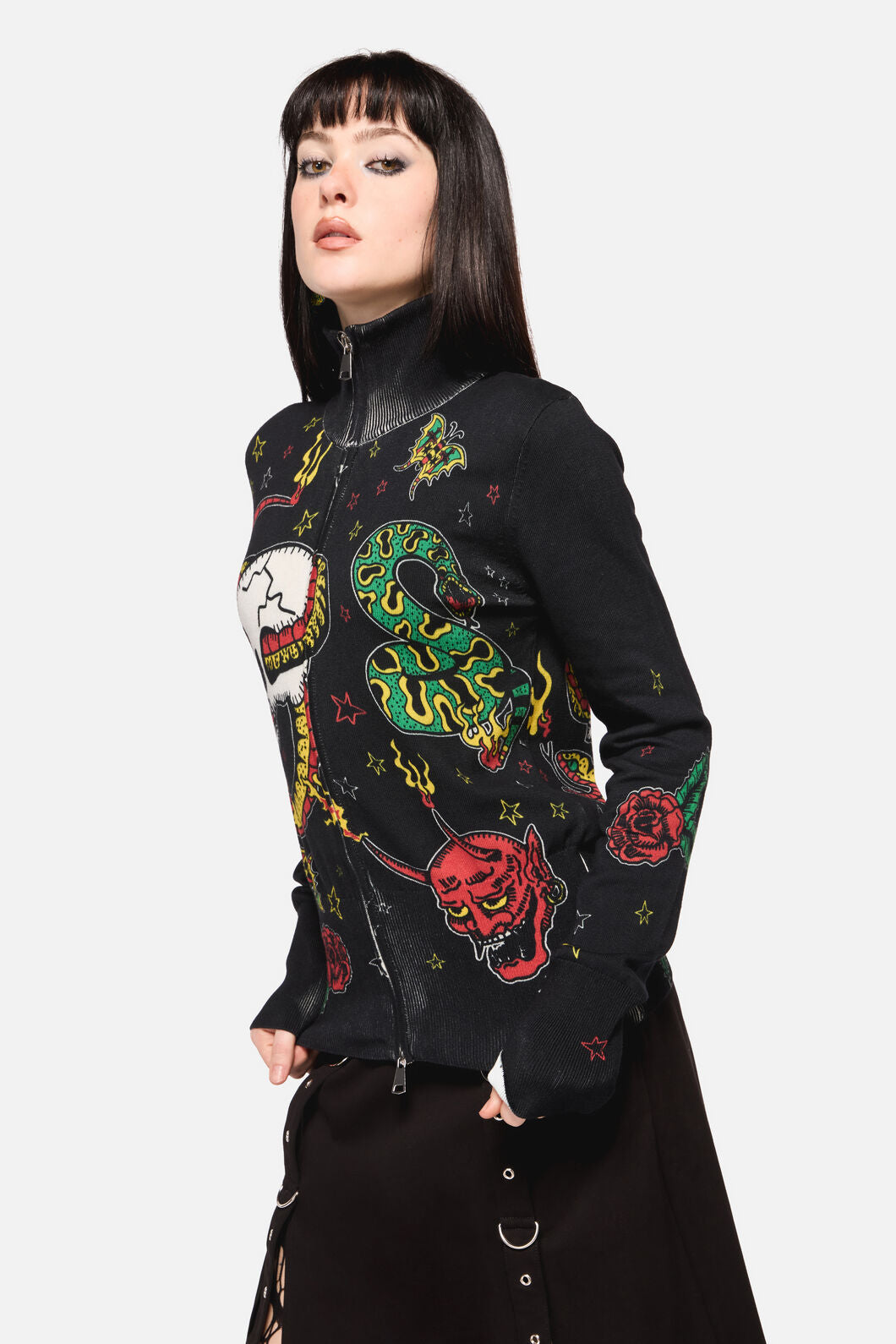 Dangerfield NZ - Lawless Grunge Zip Cardigan - black