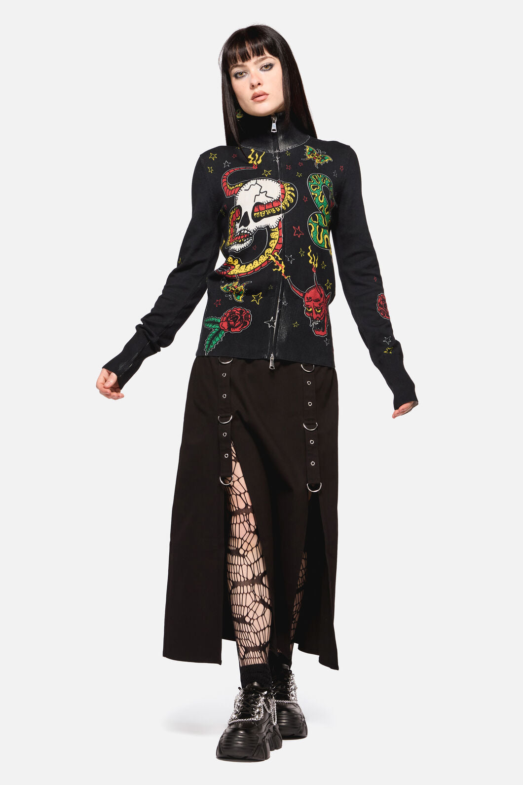 Dangerfield NZ - Lawless Grunge Zip Cardigan - black