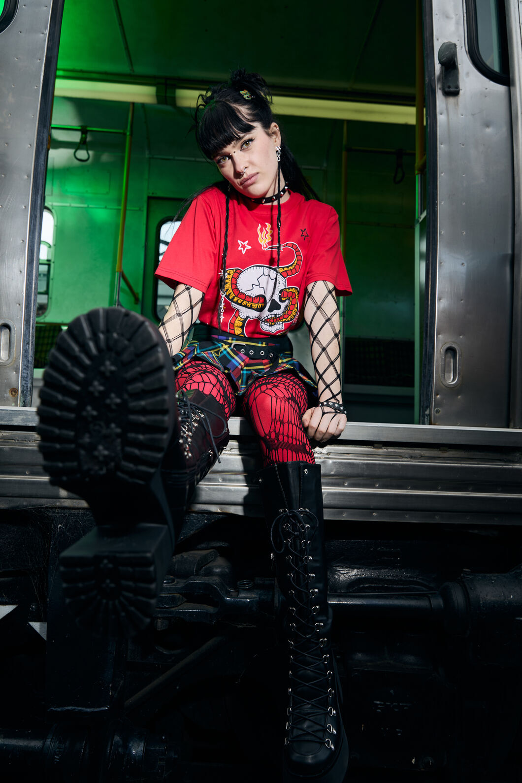 Dangerfield NZ - Snake For Brains Grunge Tee - red