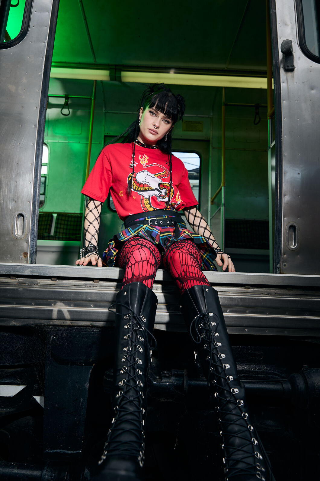 Dangerfield NZ - Snake For Brains Grunge Tee - red