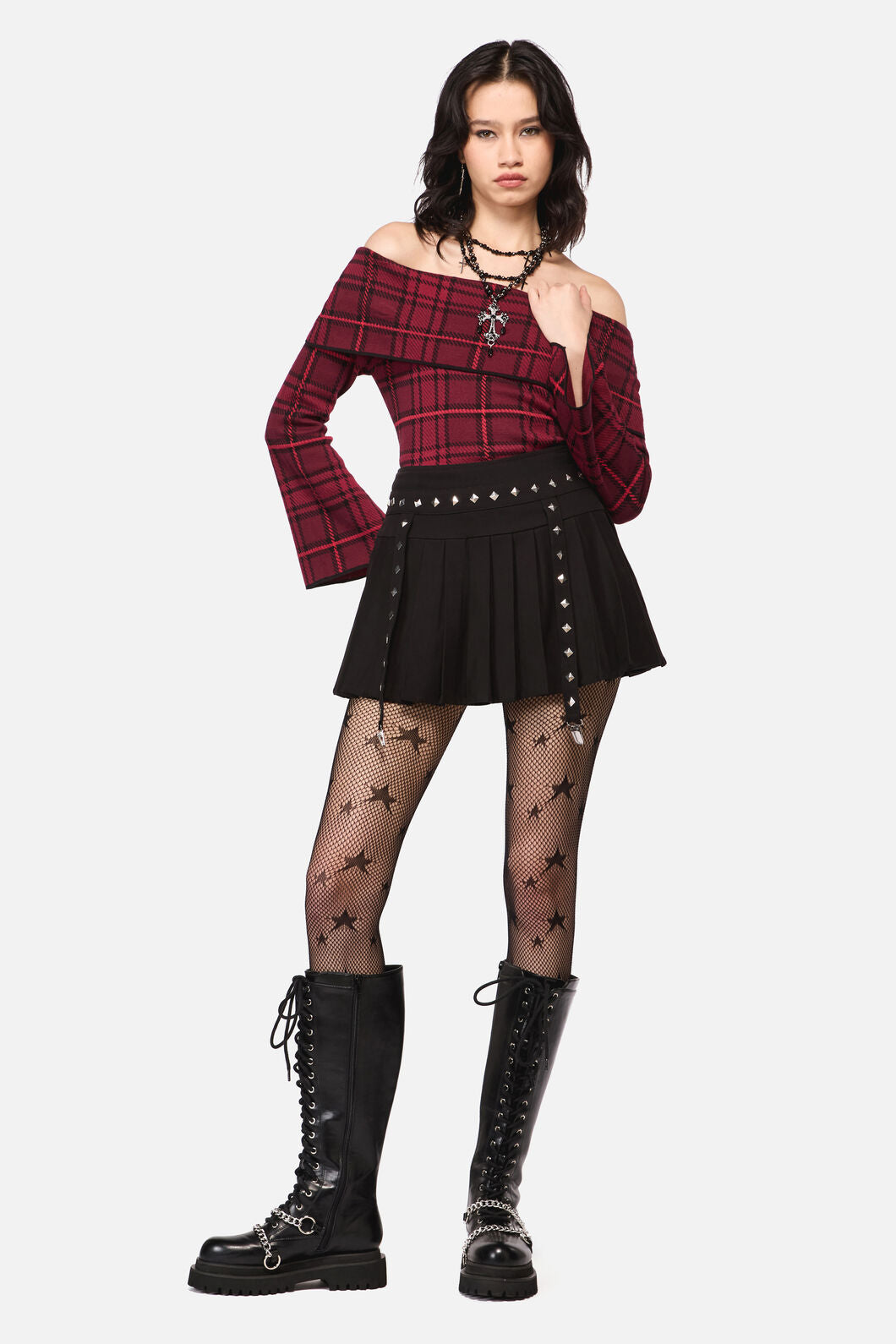 Dangerfield NZ - Barb Stud Trim Skort - black