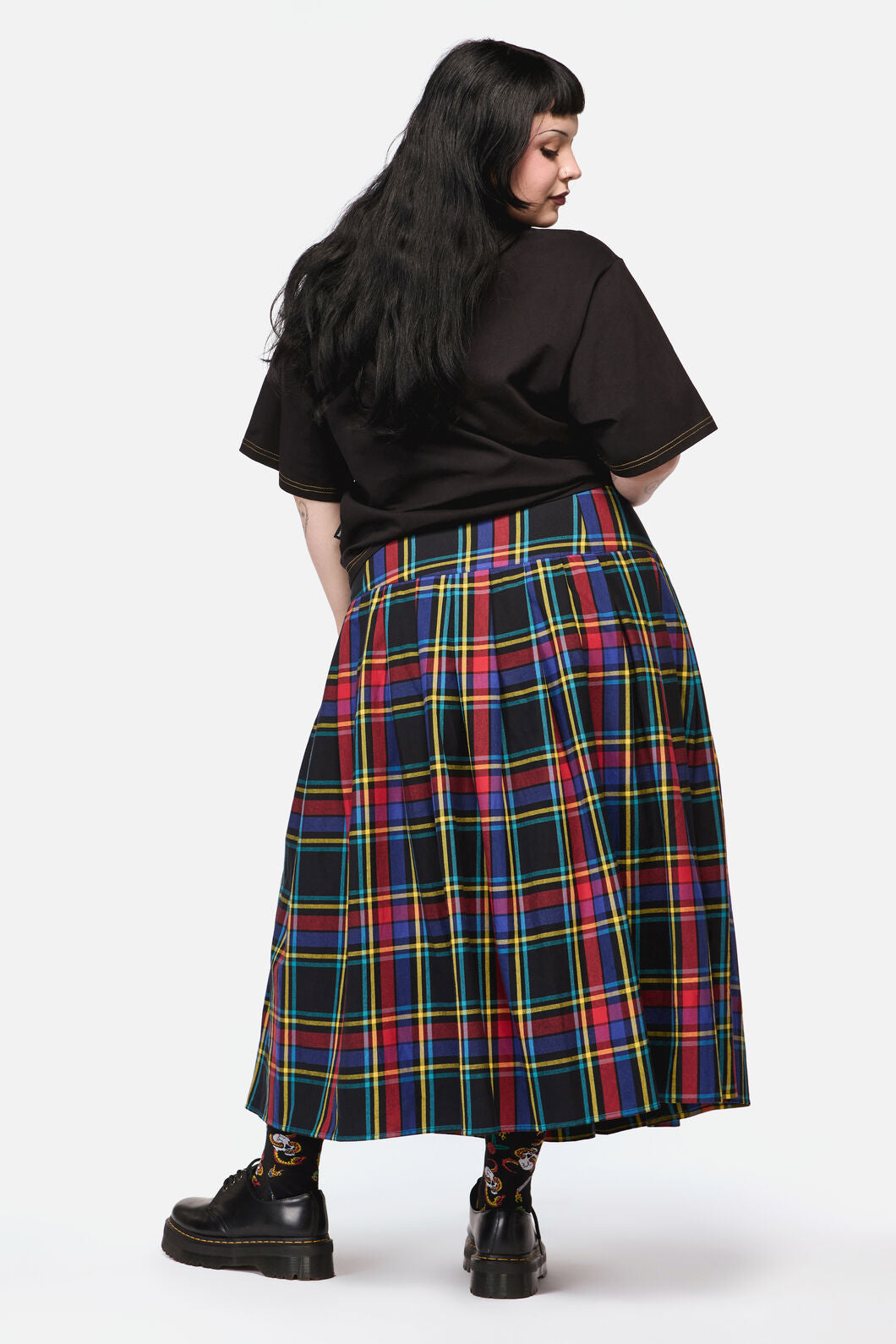 Dangerfield NZ - Curve Anarchic TartanMidiSkirt - multi