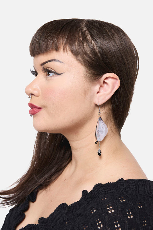 Dangerfield NZ - Moth Wing Drop Earrings - silver