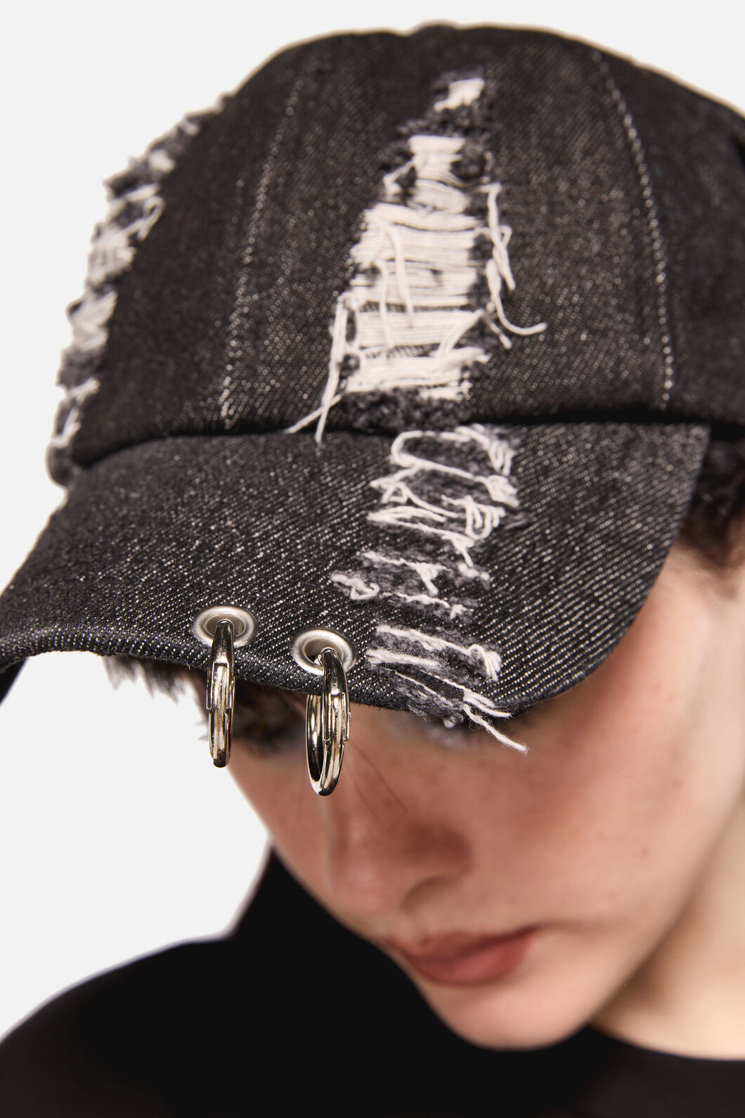 Dangerfield NZ - Distressed Pierced CapwithEars - black