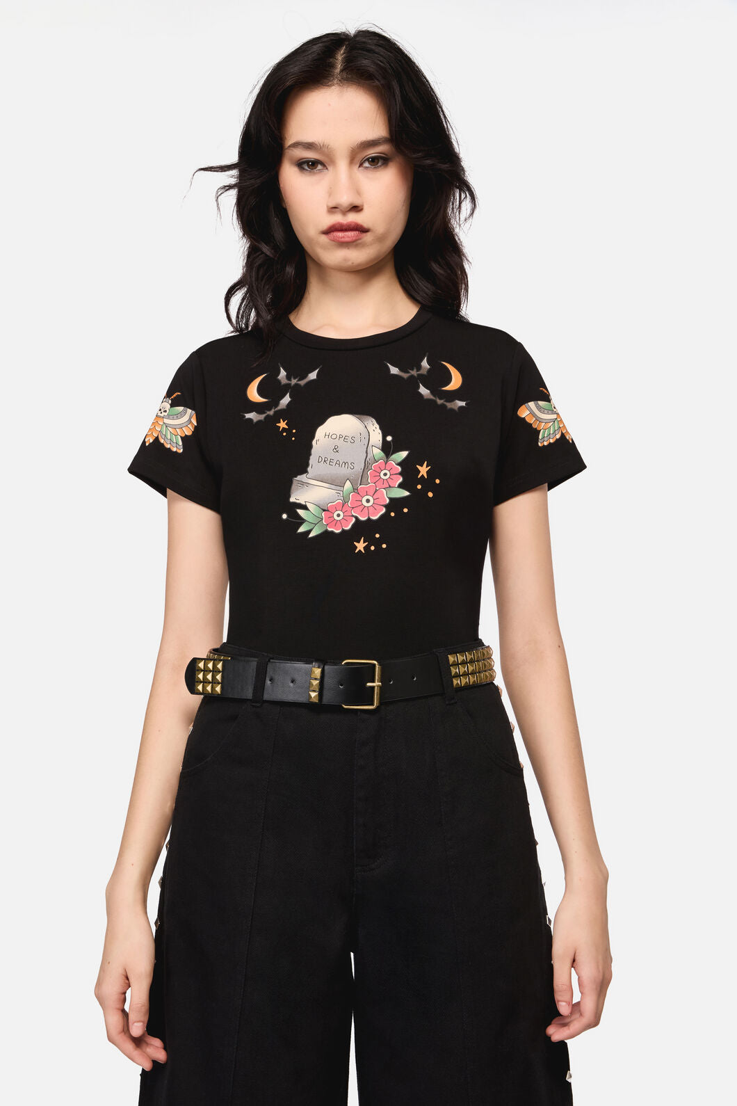 Dangerfield NZ - Brass Pyramid Stud Belt - black