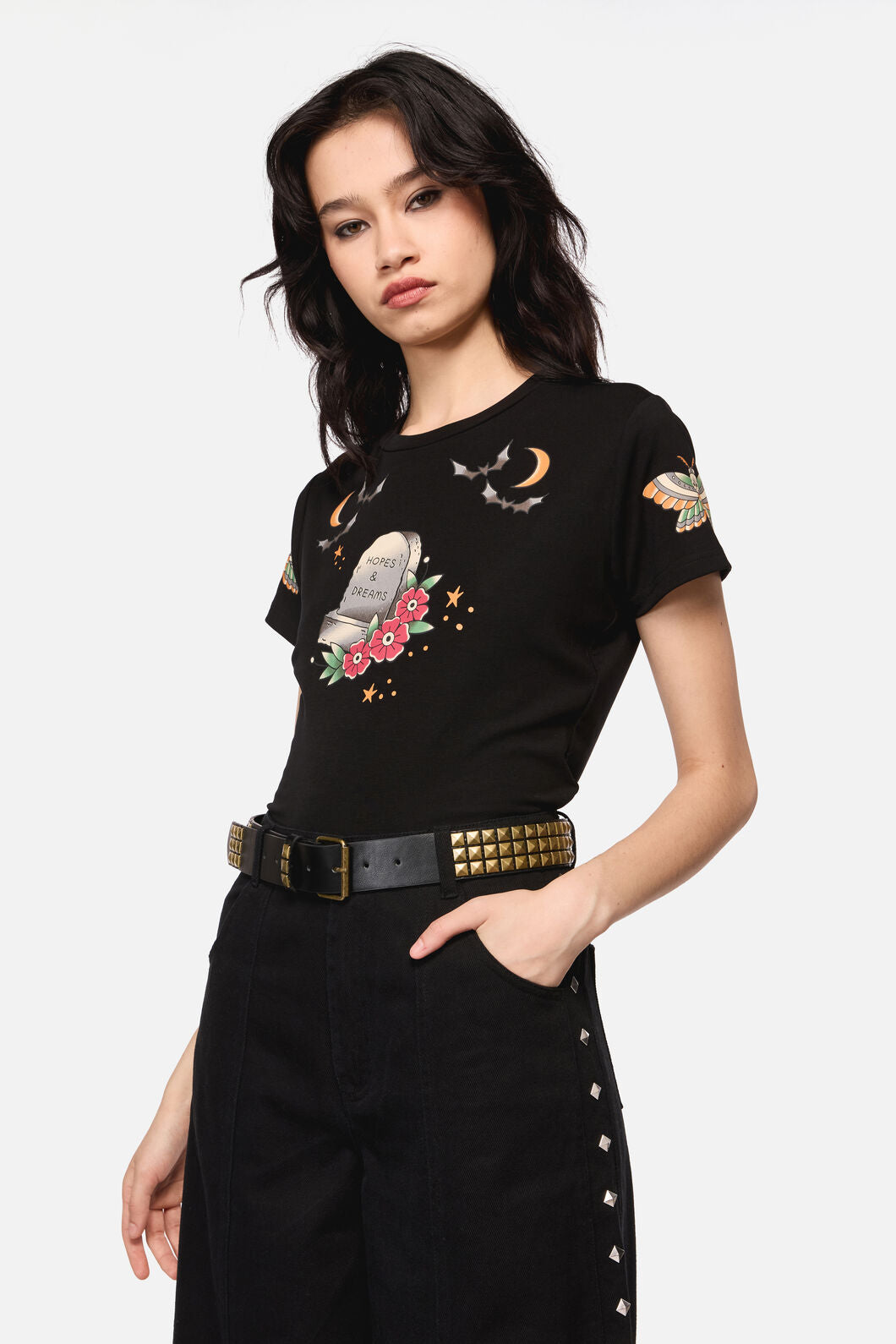 Dangerfield NZ - Brass Pyramid Stud Belt - black